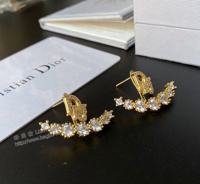 Dior飾品 迪奧經典熱銷款925純銀針迷你字母後戴式耳釘 Dior可兩戴耳環  zgd1452